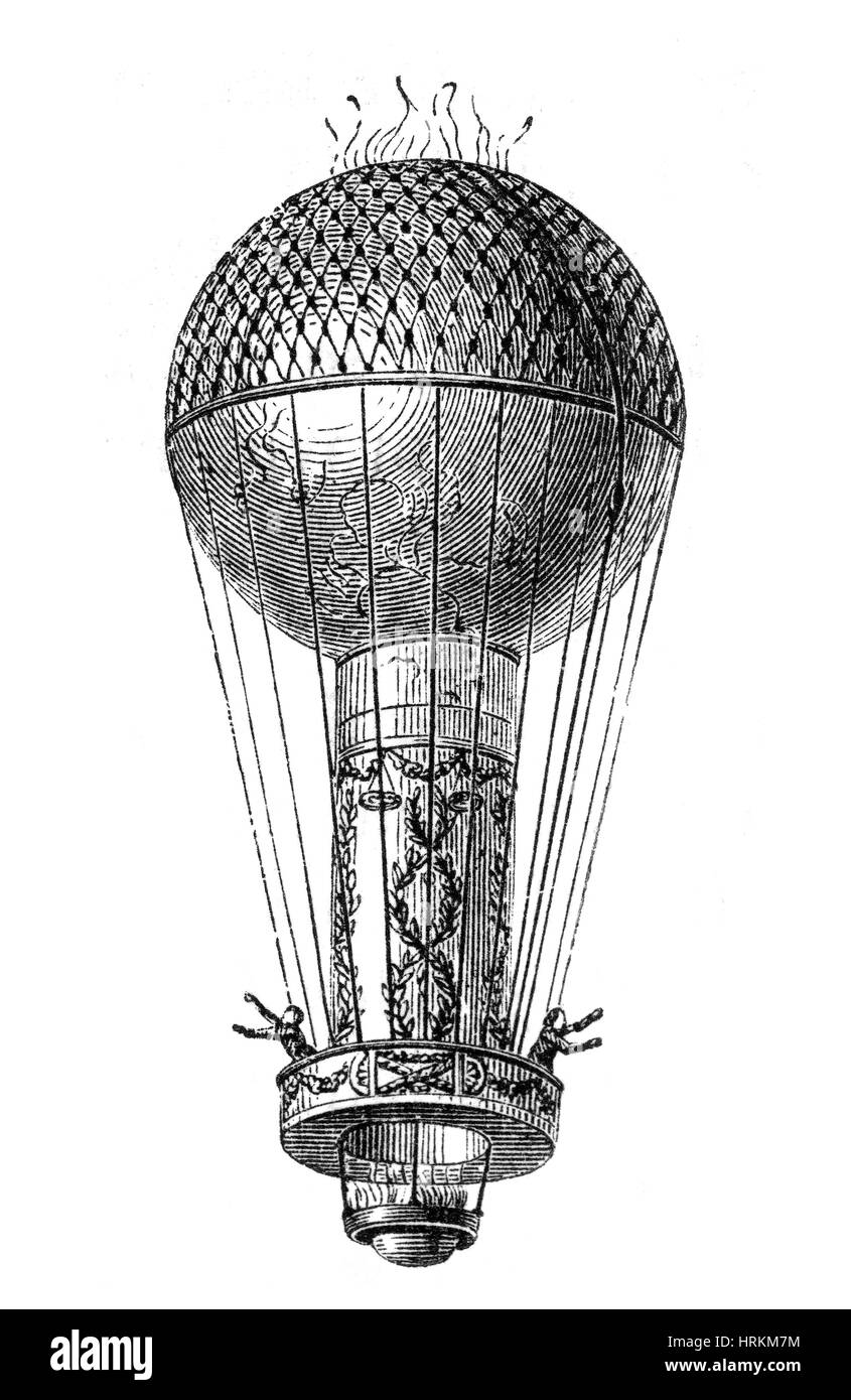 Ballon Montgolfier, PilÌ¢tre de Rozier, 1780 Banque D'Images