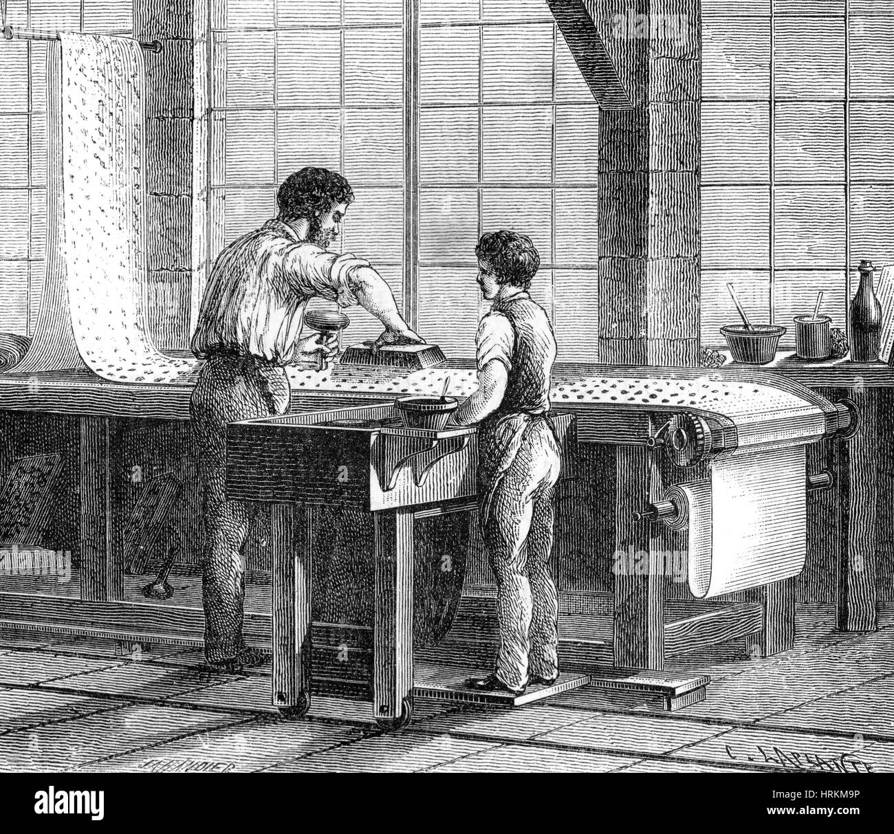 Hand-Blocking Technique d'impression, 19e siècle Banque D'Images