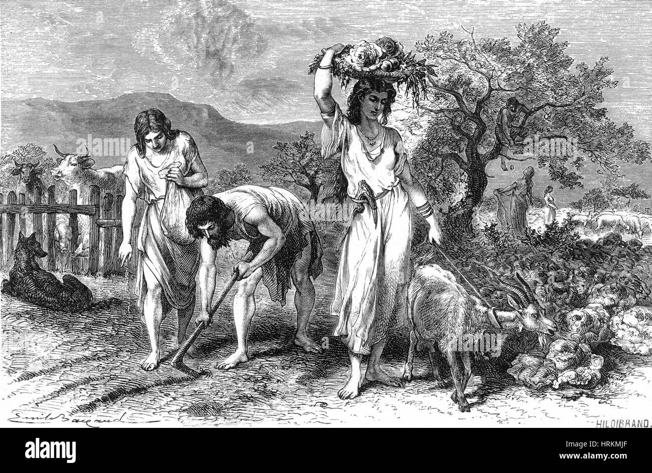 L'homme préhistorique, l'agriculture de l'âge du Bronze Banque D'Images