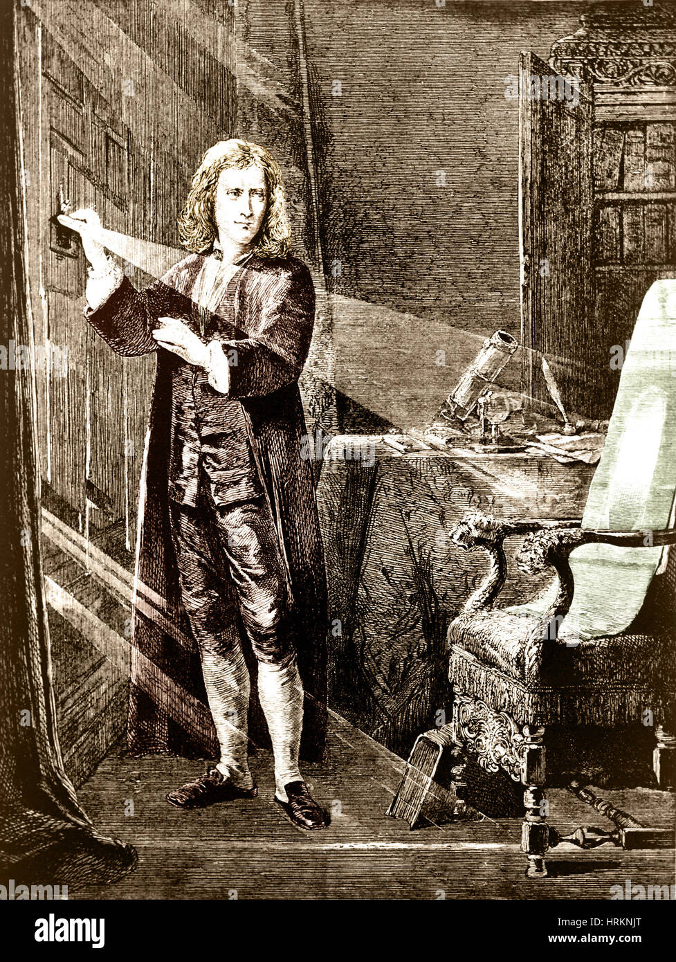 Isaac Newton, rayon de lumière Banque D'Images