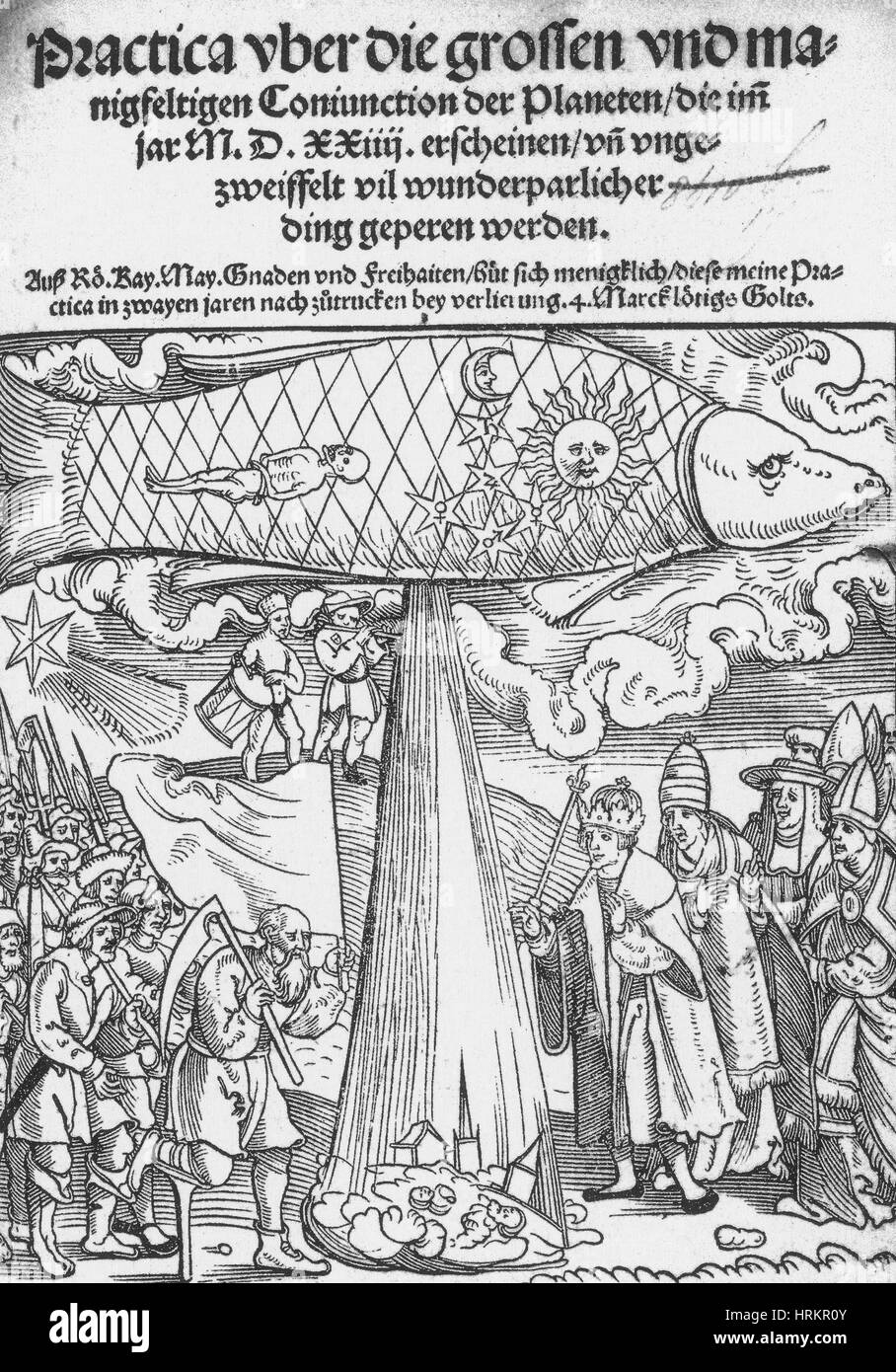 La grande conjonction, prédit des inondations, 1524 Banque D'Images