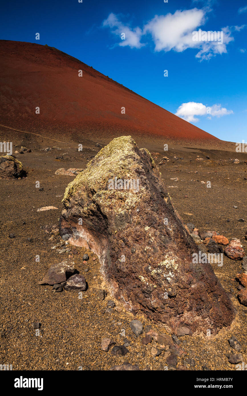 La pierre volcanique près de Montana Colorada à Lanzarote, îles Canaries, Espagne. Banque D'Images