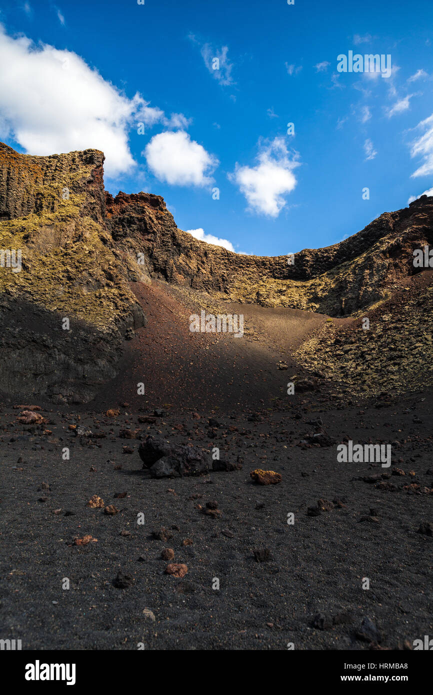 Dans le cratère du volcan Lanzarote, îles Canaries, Espagne. Banque D'Images