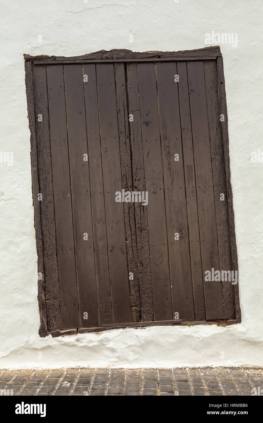 Panneaux porte antique en Teguise, Lanzarote, îles Canaries, Espagne Banque D'Images