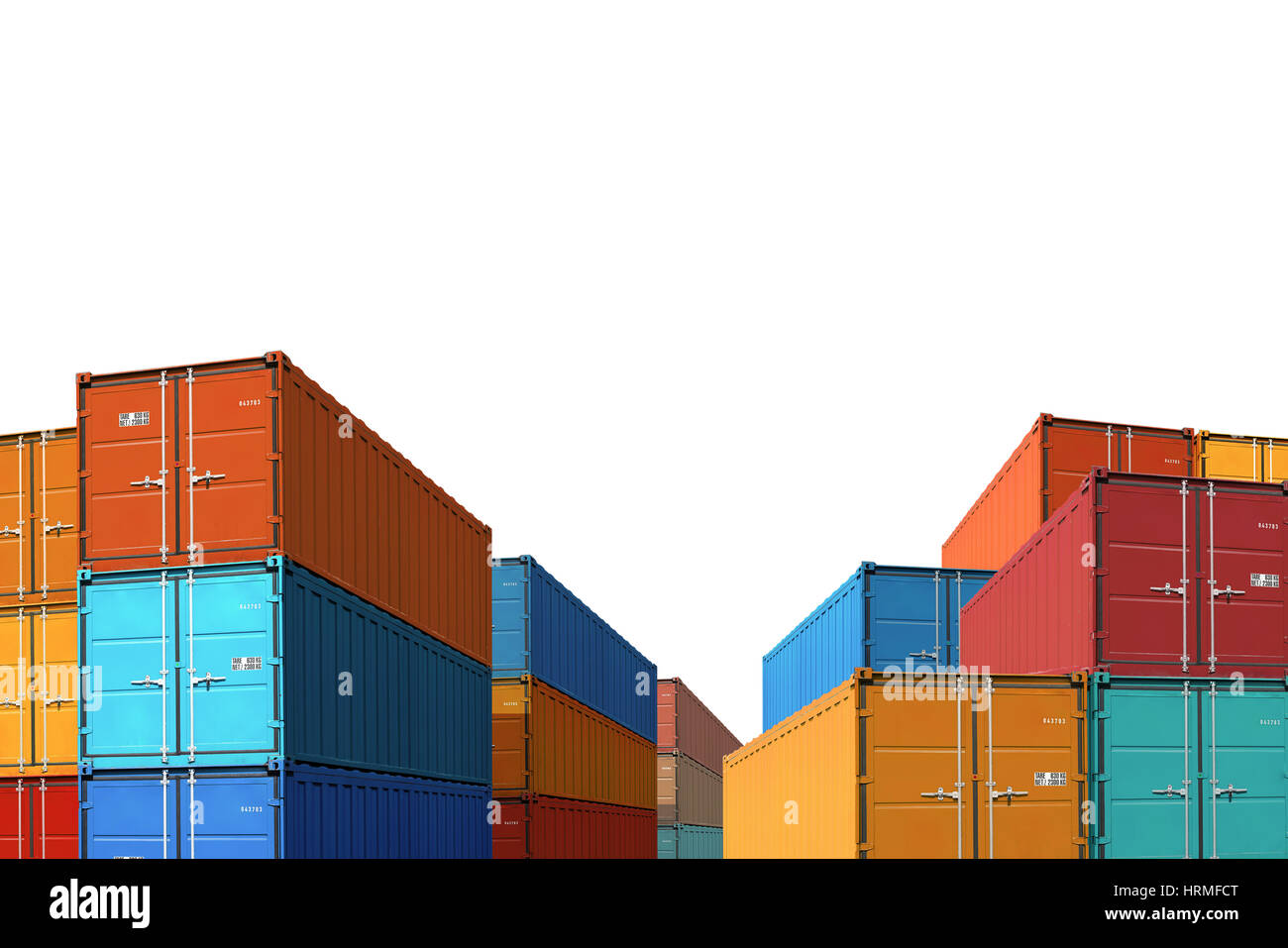 Les conteneurs de fret d'importation exportation gros isolated on white 3d illustration Banque D'Images