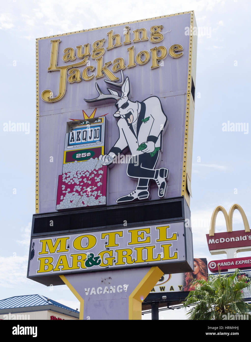 Advertisment signe pour le 'rire Jackalope' motel et restaurant à Las Vegas, NV. Banque D'Images