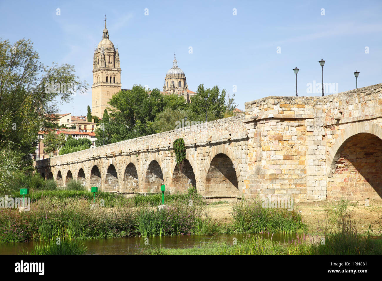 Ancien pont romain à Salamanque, Espagne. Banque D'Images