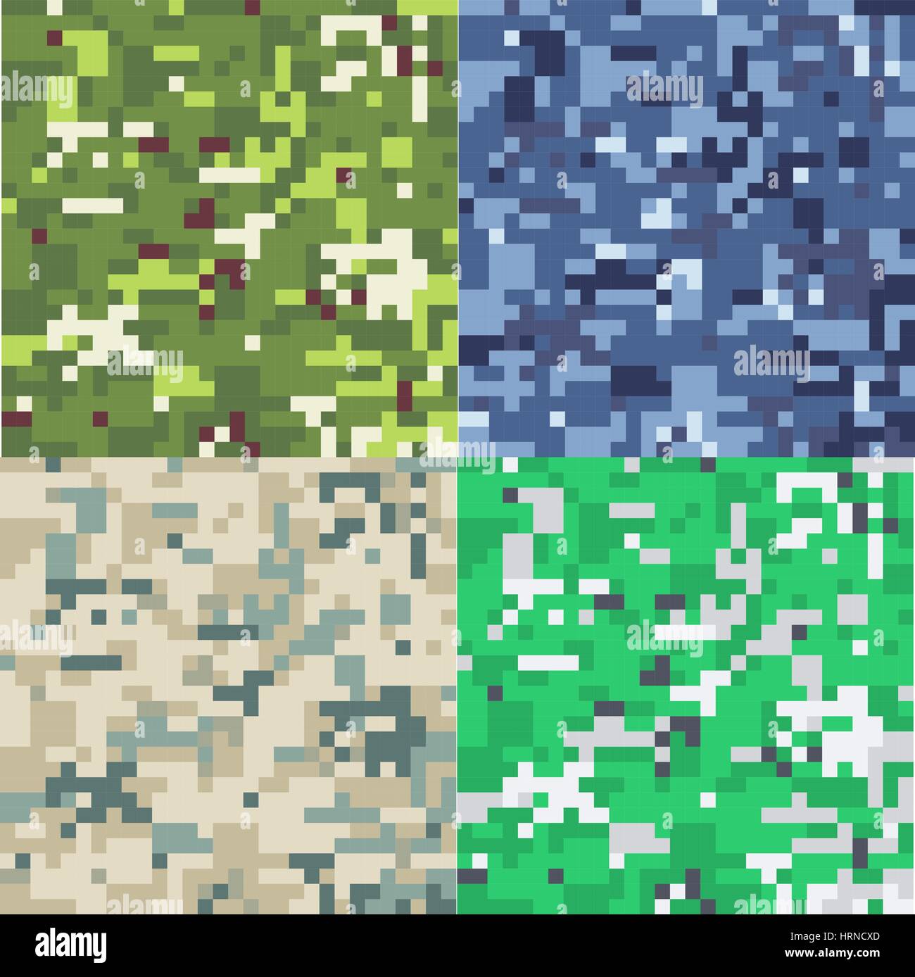 Ensemble de camouflage militaire en pixel style. Modèle sans couture. Illustration de Vecteur