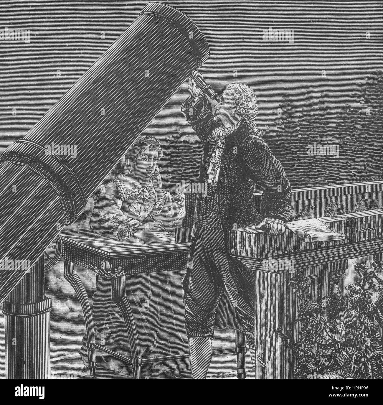 William et Caroline Herschel, les astronomes allemands Banque D'Images