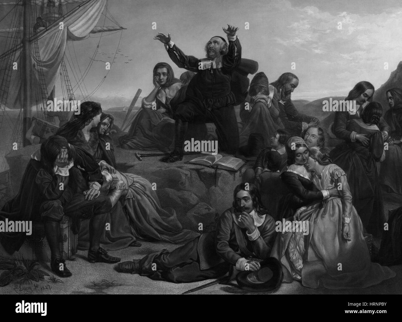 Départ des pèlerins, 1620 Banque D'Images