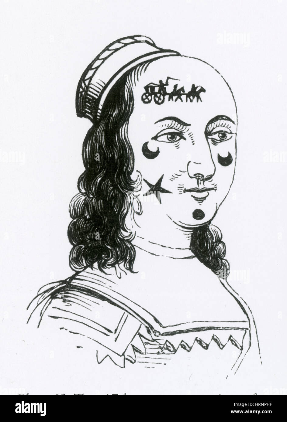 Les correctifs d'ornement sur le visage, 17e siècle Banque D'Images