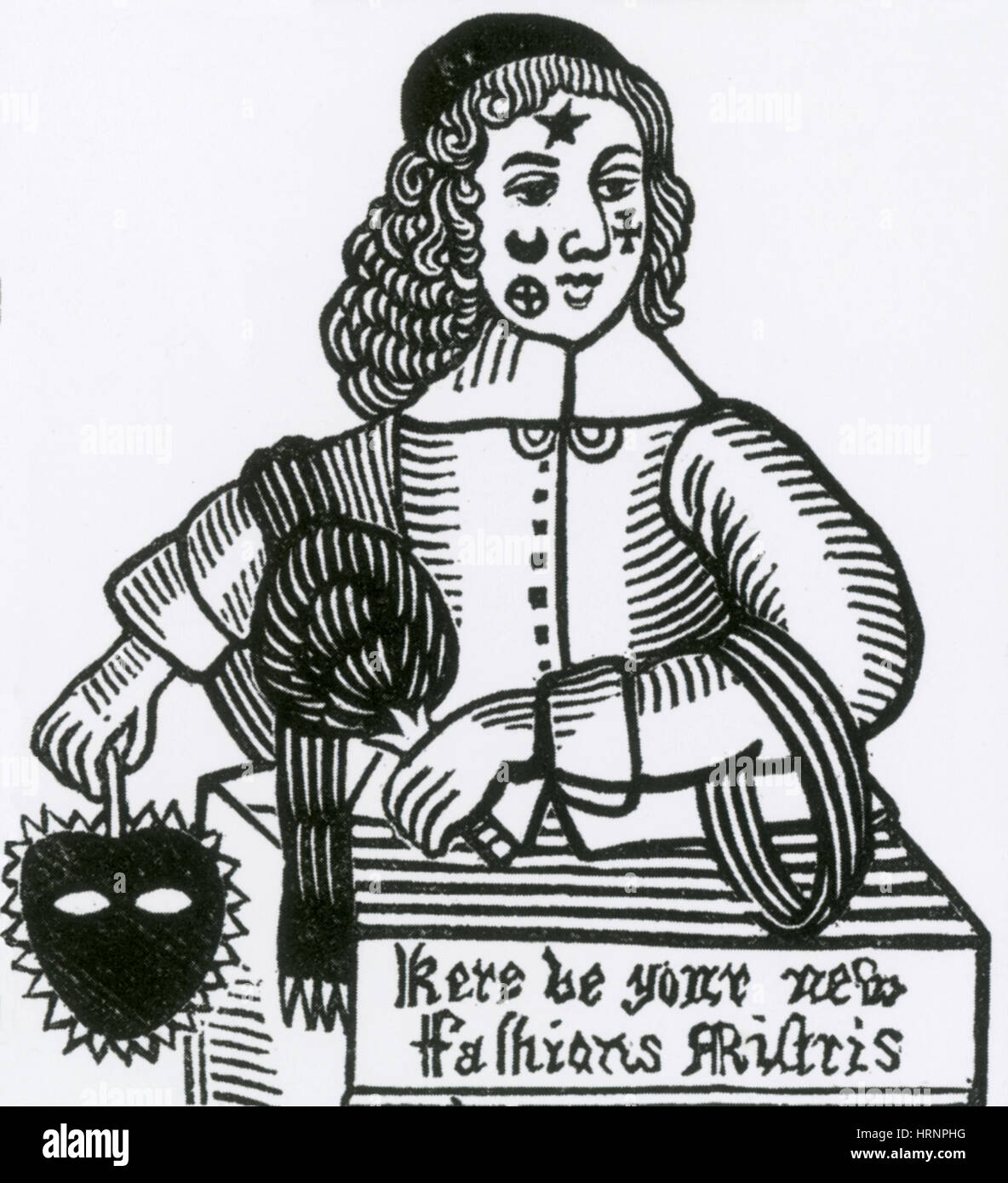 Les correctifs d'ornement sur le visage, 17e siècle Banque D'Images