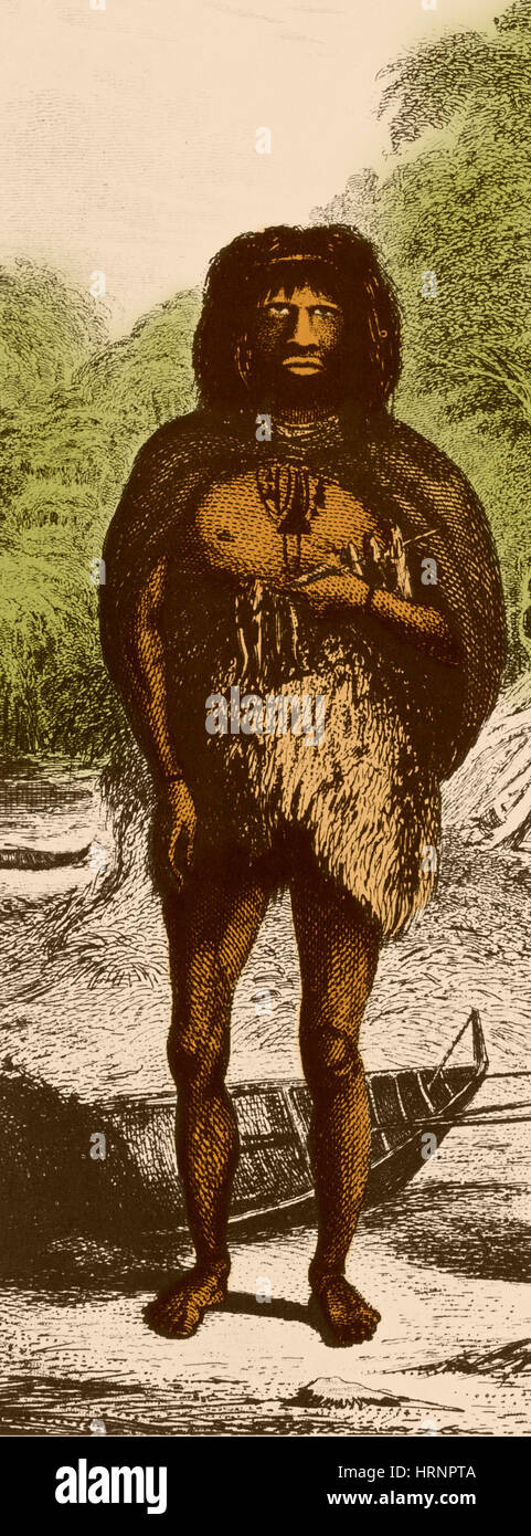 La terre de Fuegian, 1832 Banque D'Images