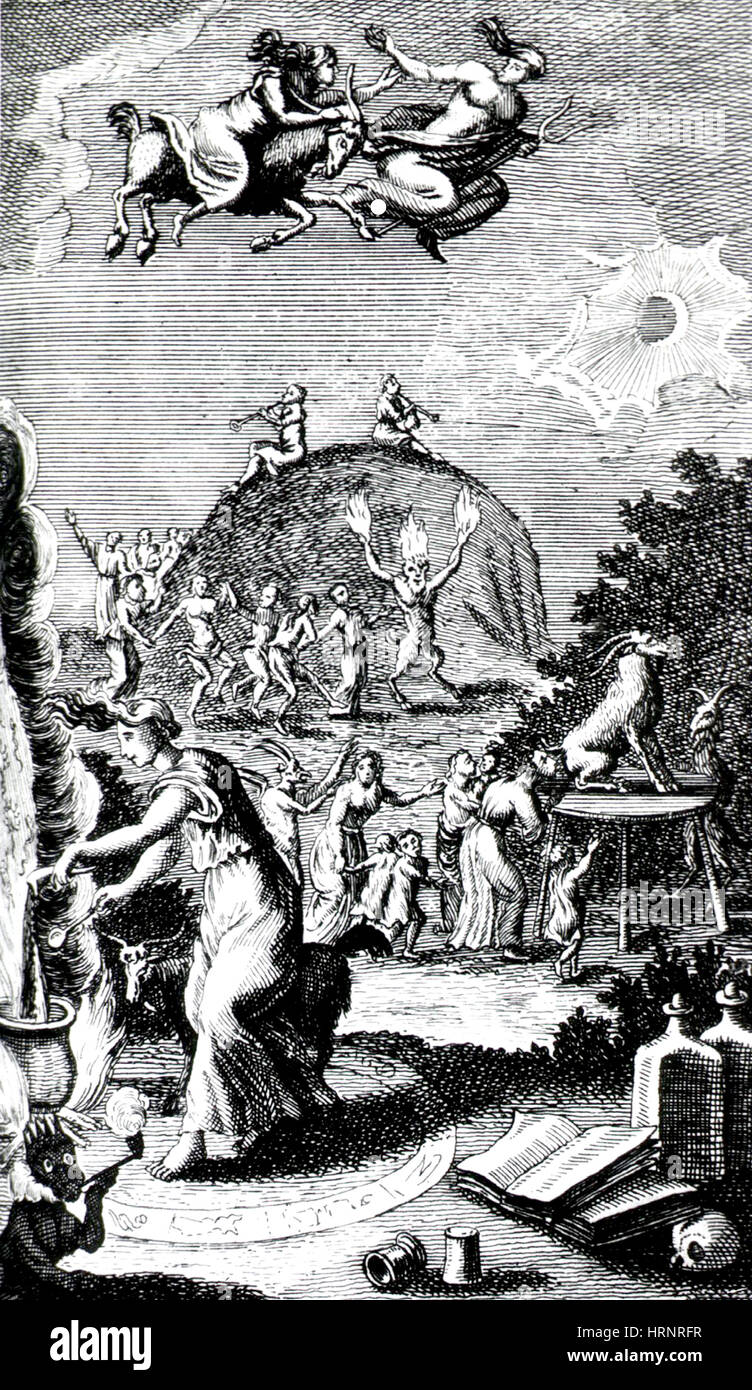 Réunion de sorcières, démons, et enchantés des bêtes, 1693 Banque D'Images