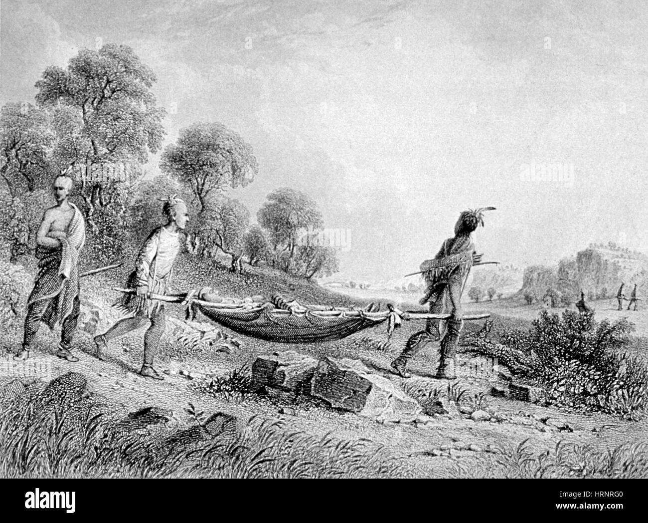Les Indiens américains blessés Transports, 19e siècle Banque D'Images