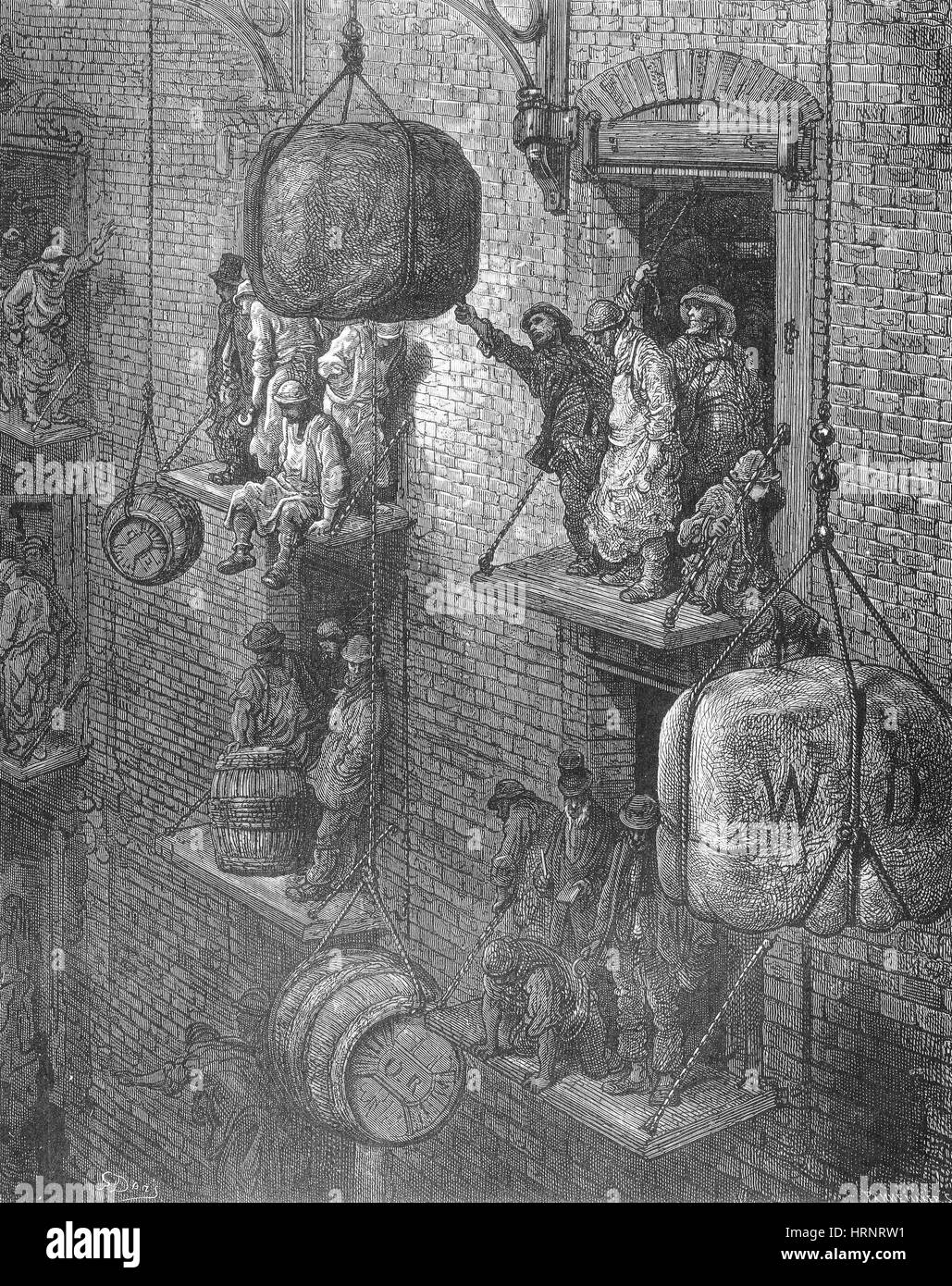 L'entreposage dans la ville par Gustave Dore Banque D'Images