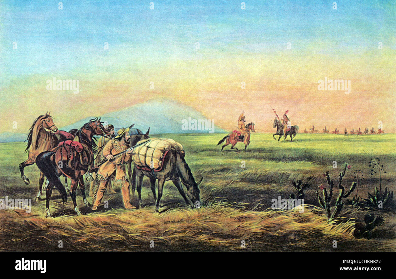 Les pionniers et les Indiens des États-Unis, années 1800 Banque D'Images
