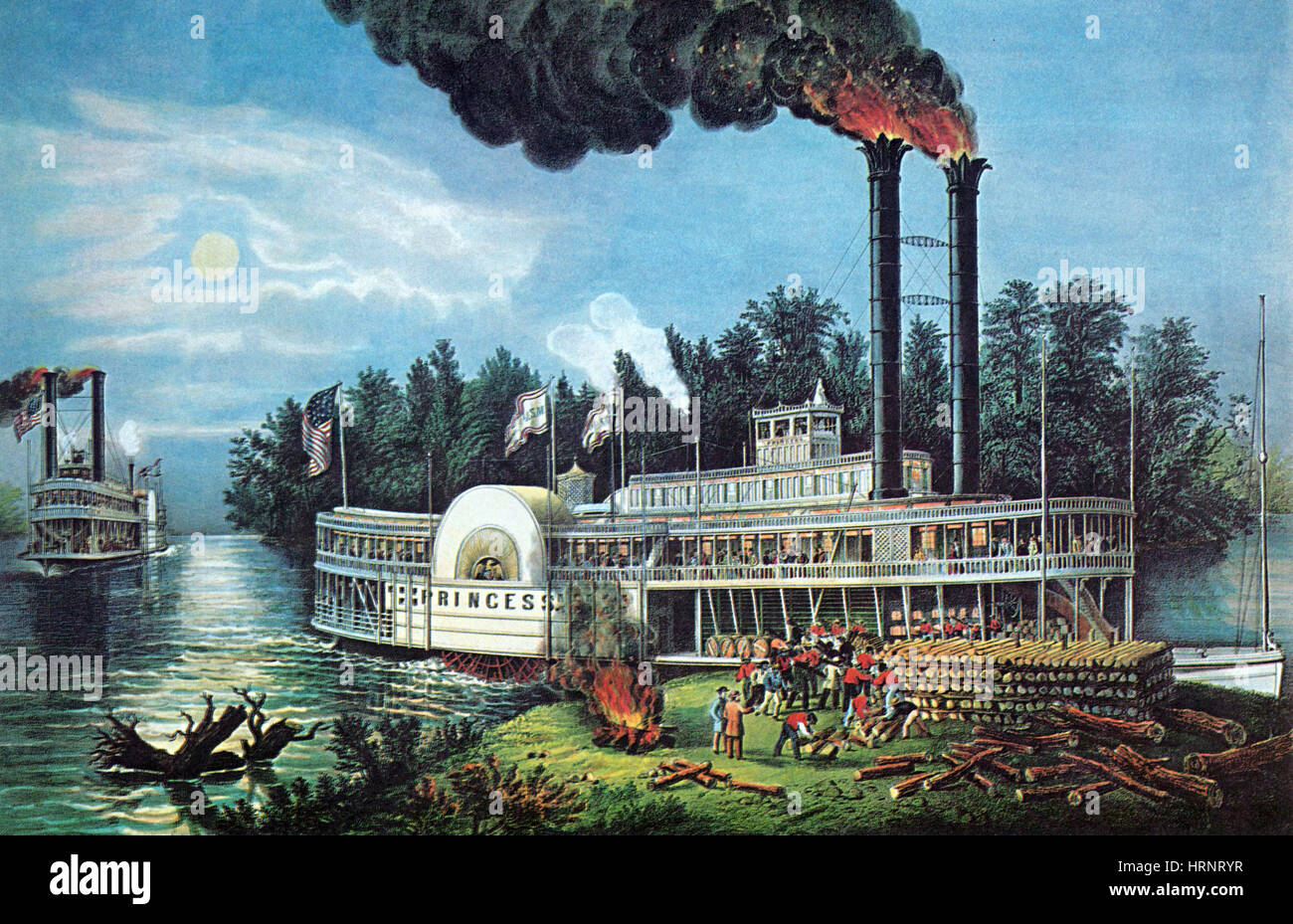 Wooding Up sur le Mississipi, 1863 Banque D'Images