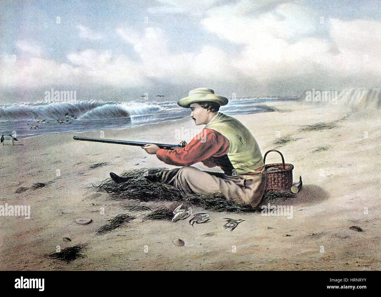 Bécassine, 1869 Prise de vue plage Banque D'Images