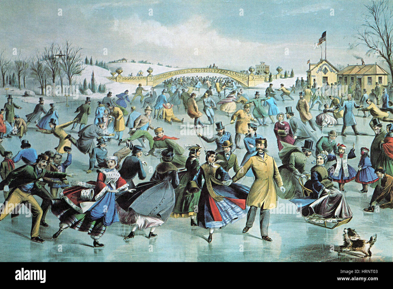 Central Park de New York, l'étang de patinage, 1862 Banque D'Images