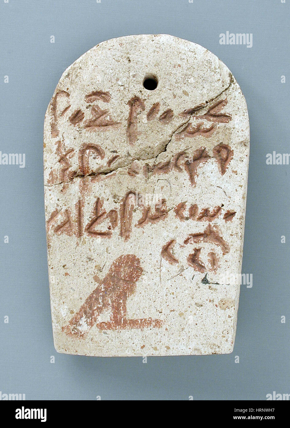 Étiquette de momie égyptienne, Inscription démotique Banque D'Images