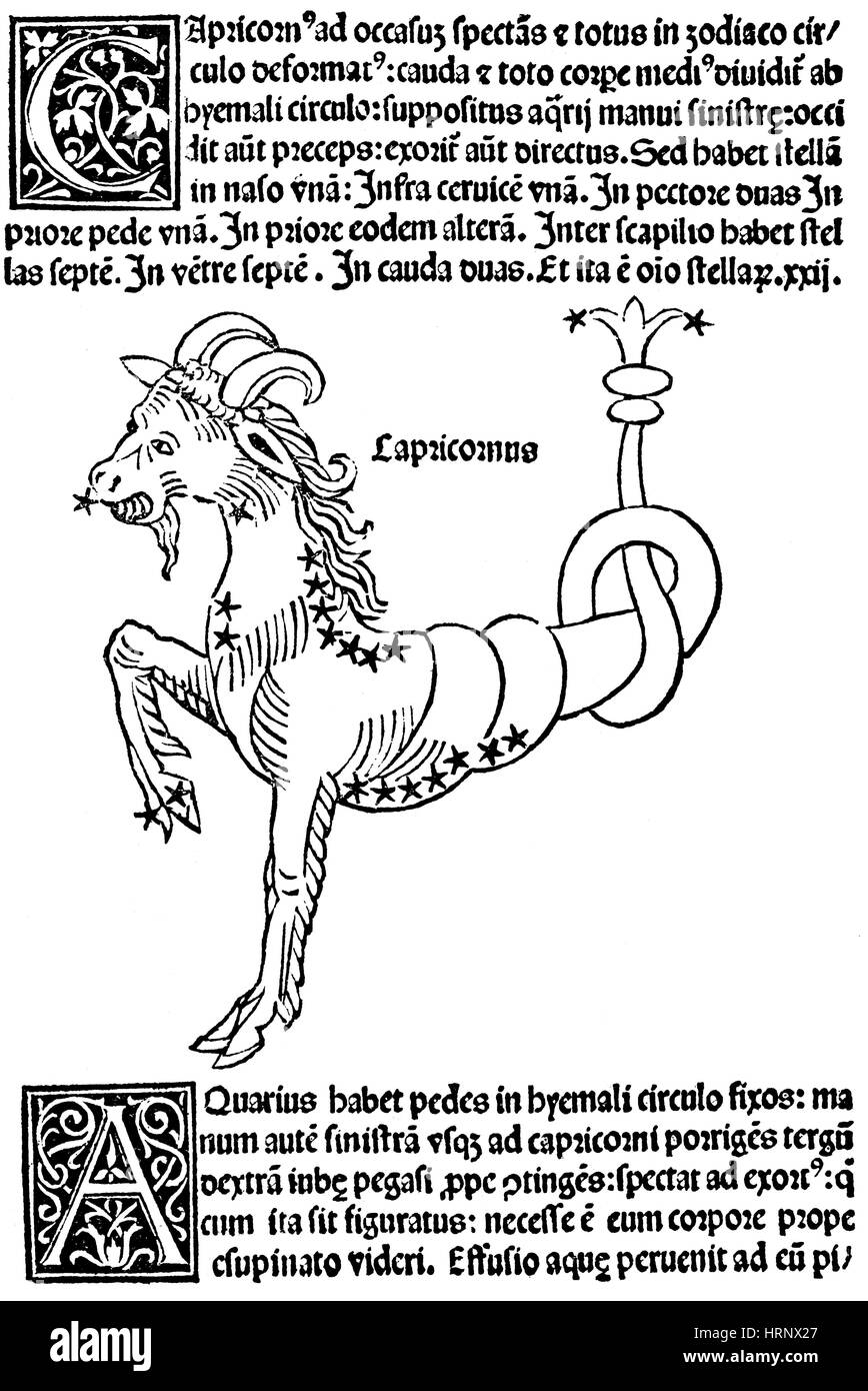 Constellation du Capricorne, signe du Zodiaque, 1482 Banque D'Images