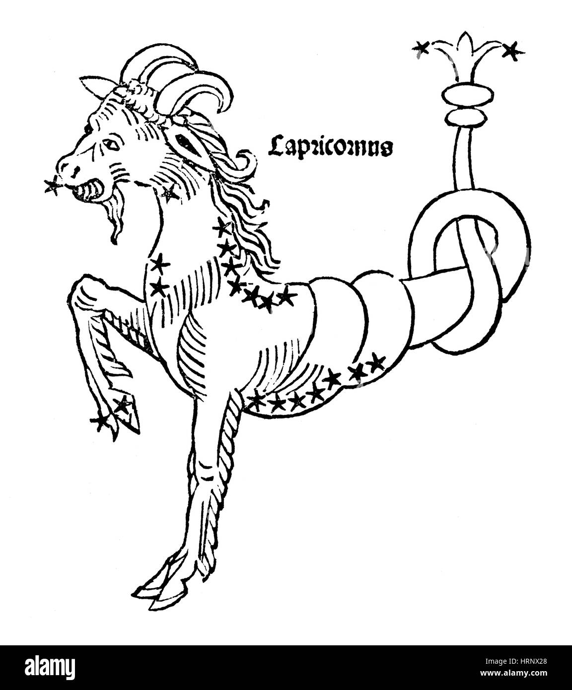 Constellation du Capricorne, signe du Zodiaque, 1482 Banque D'Images