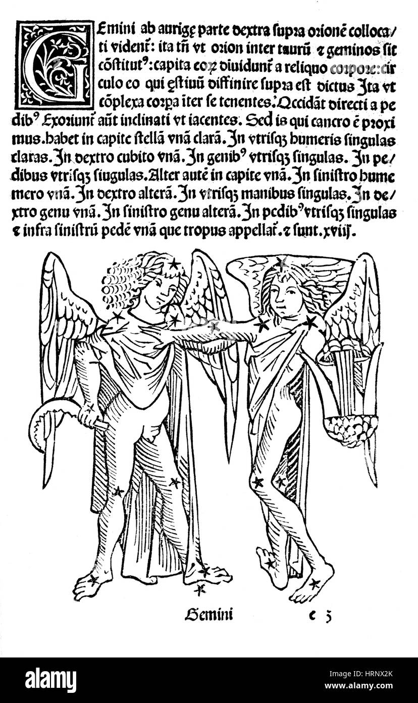 Gemini Constellation, Zodiaque, 1482 Banque D'Images