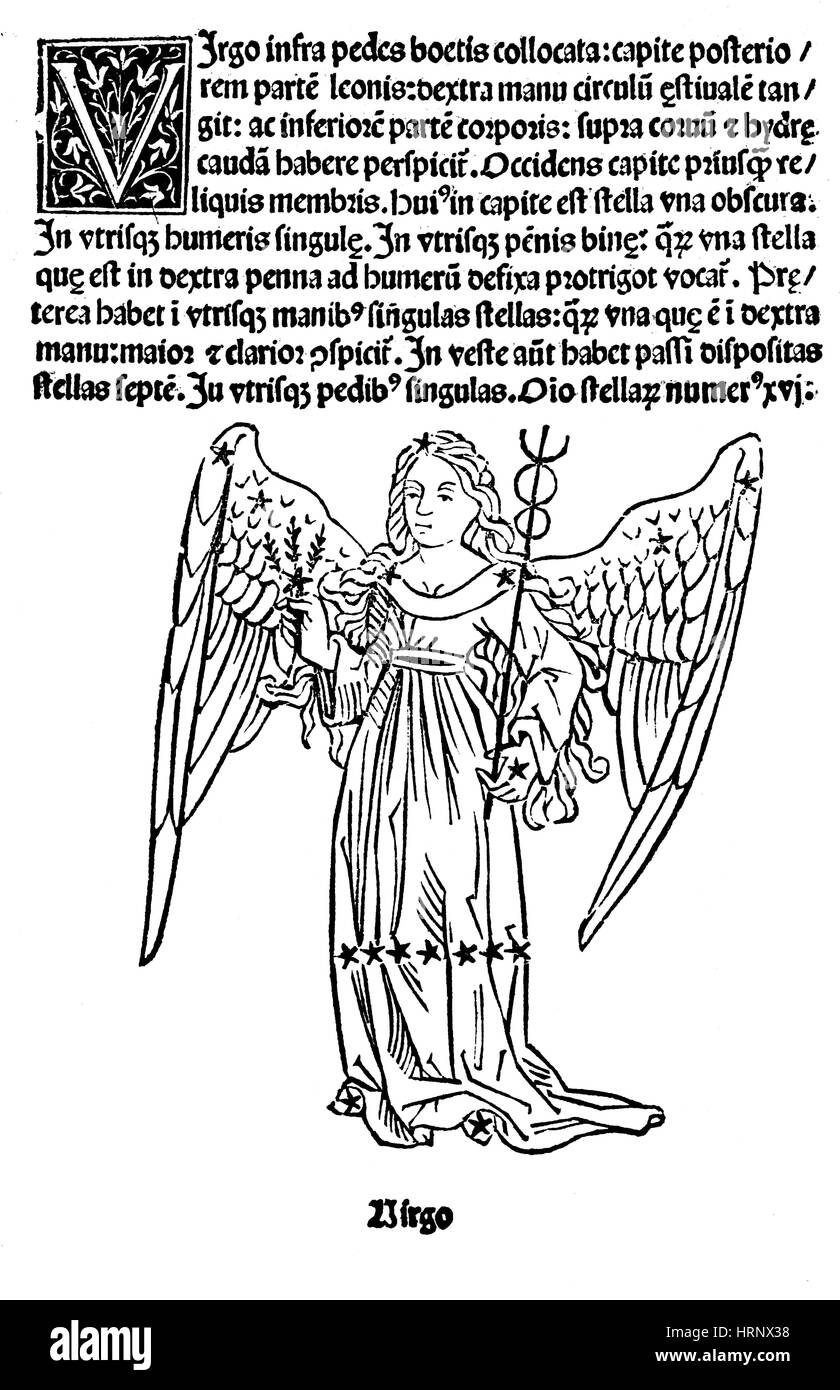 Constellation de la Vierge, Zodiaque, 1482 Banque D'Images