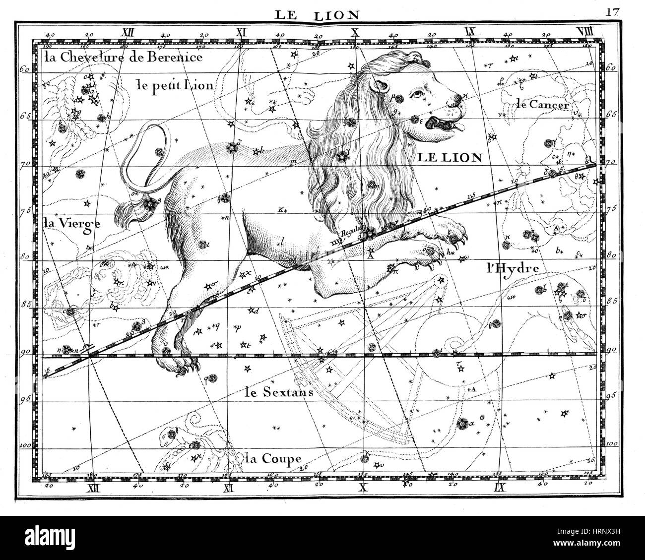 Leo Constellation, Zodiaque, 1729 Banque D'Images