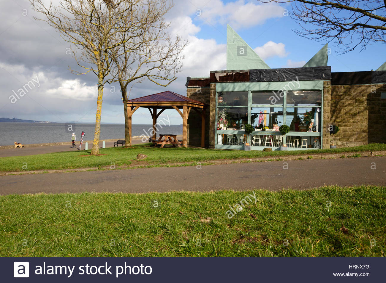 Boardwalk Beach Club Cafe, Cramond, Promenade Edinburgh Banque D'Images