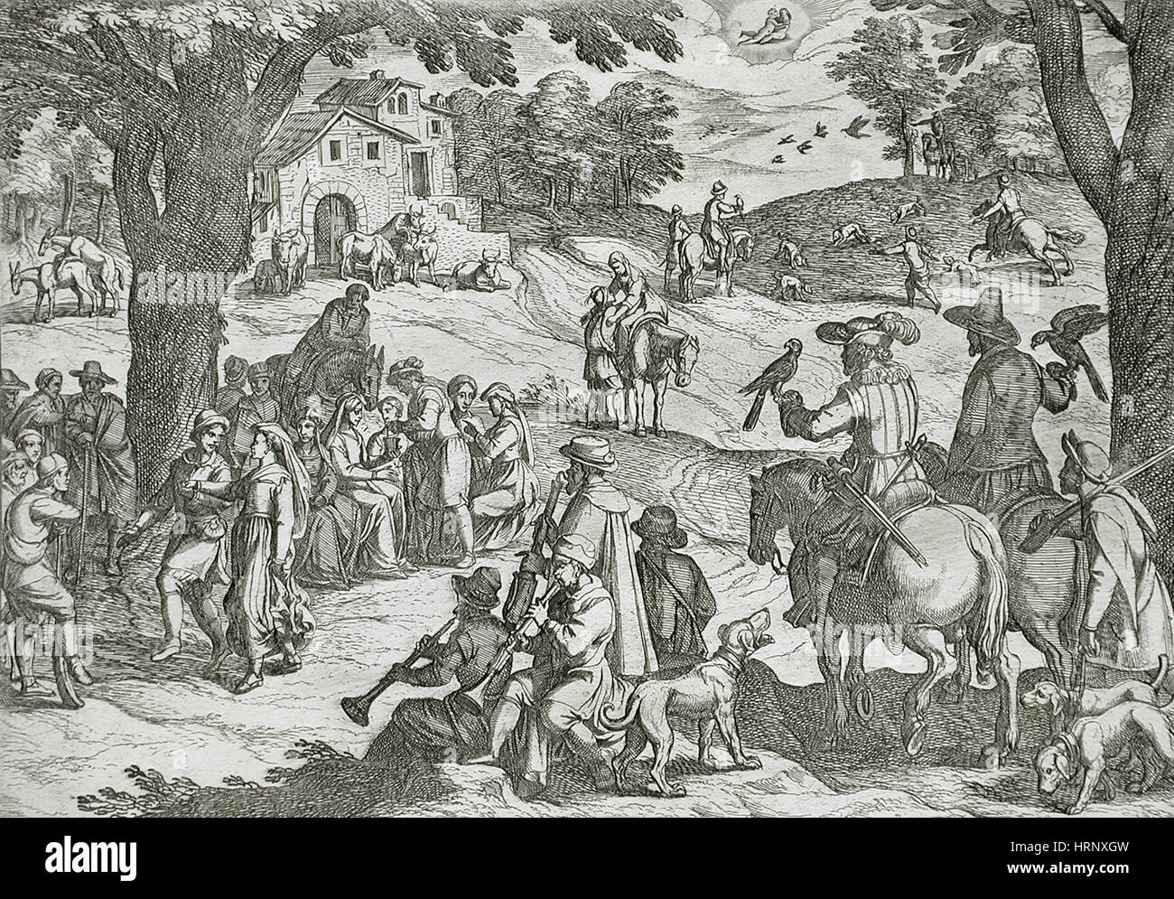 Mai, un Hunt, Calendrier du 16e siècle Banque D'Images