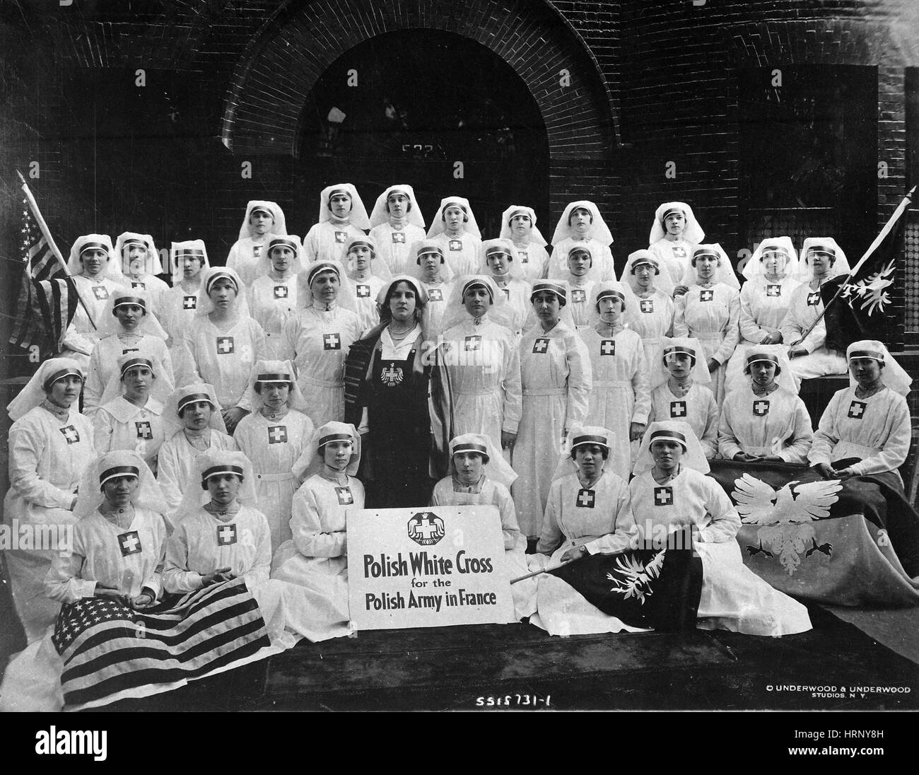 La PREMIÈRE GUERRE MONDIALE, Polonais, les infirmières de la Croix Blanche 1918 Banque D'Images