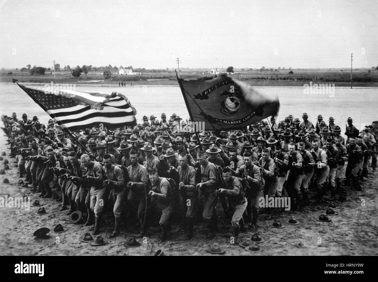 La PREMIÈRE GUERRE MONDIALE, 'première', pour lutter contre des Marines américains, 1918 Banque D'Images