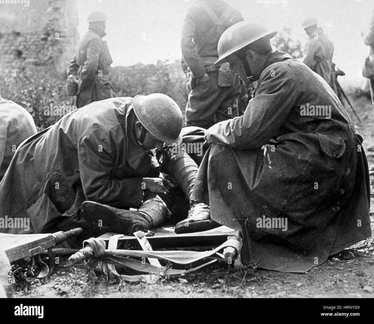 La première guerre mondiale, les premiers soins, la compagnie d'Ambulance 1918 Banque D'Images