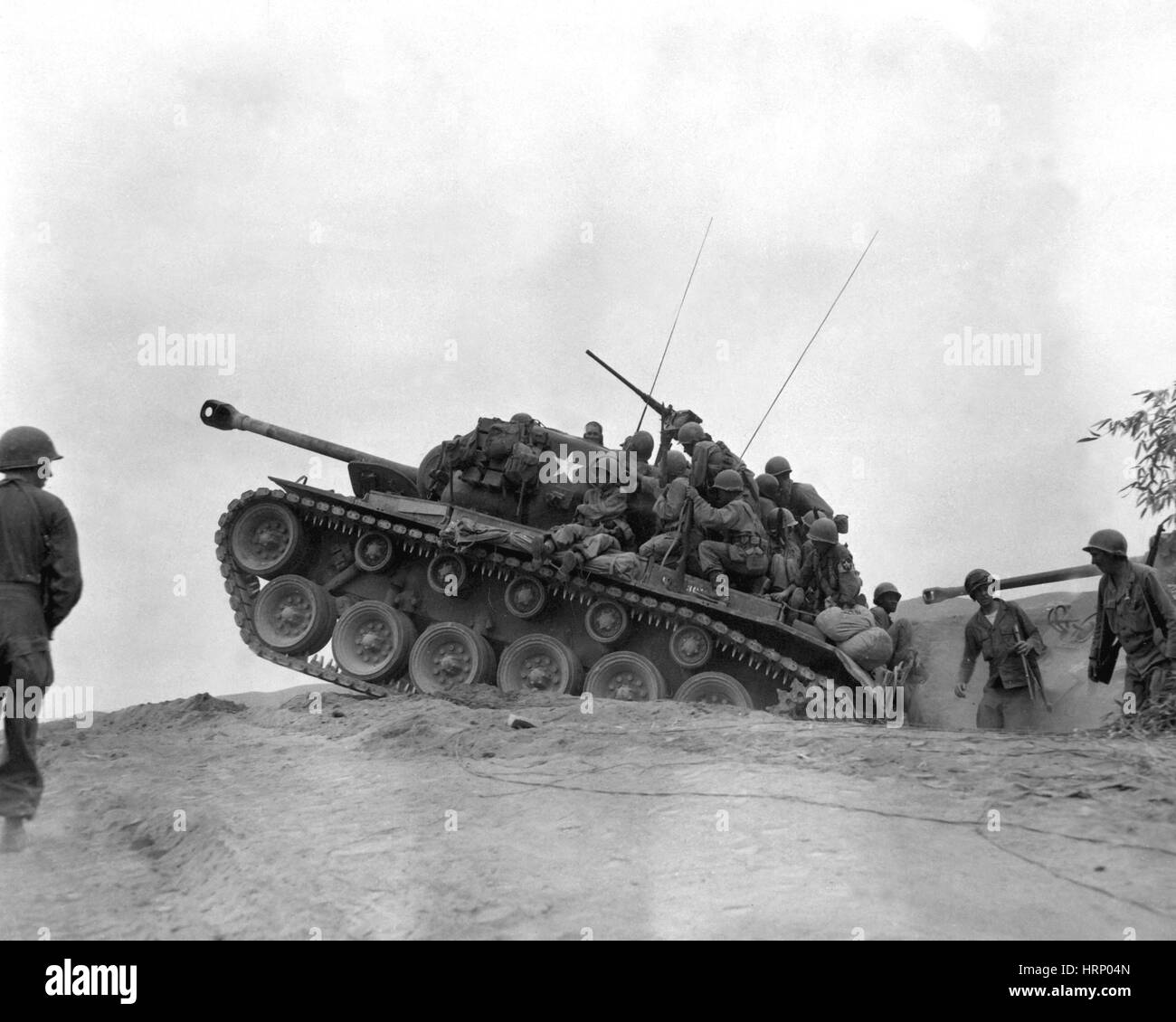 Guerre de Corée, de la soudure man M-26 Tank, 1950 Banque D'Images