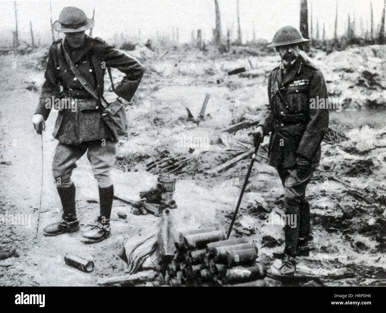 La première guerre mondiale, le Roi George Visite le front de l'Ouest, 1917 Banque D'Images