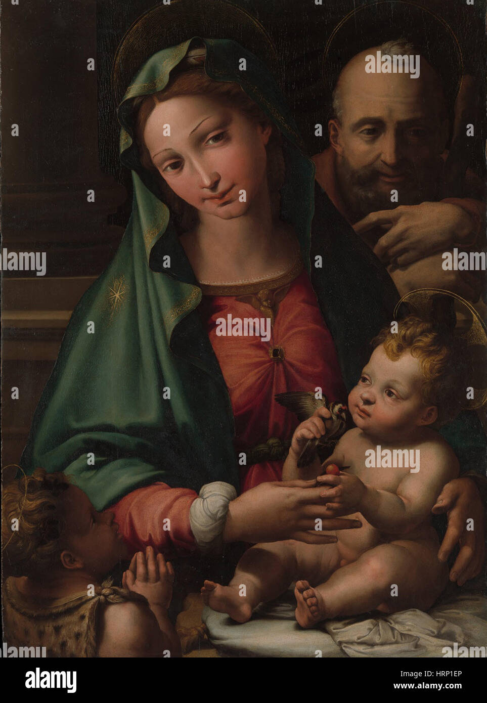 Sainte Famille avec saint Jean Baptiste Enfant Banque D'Images