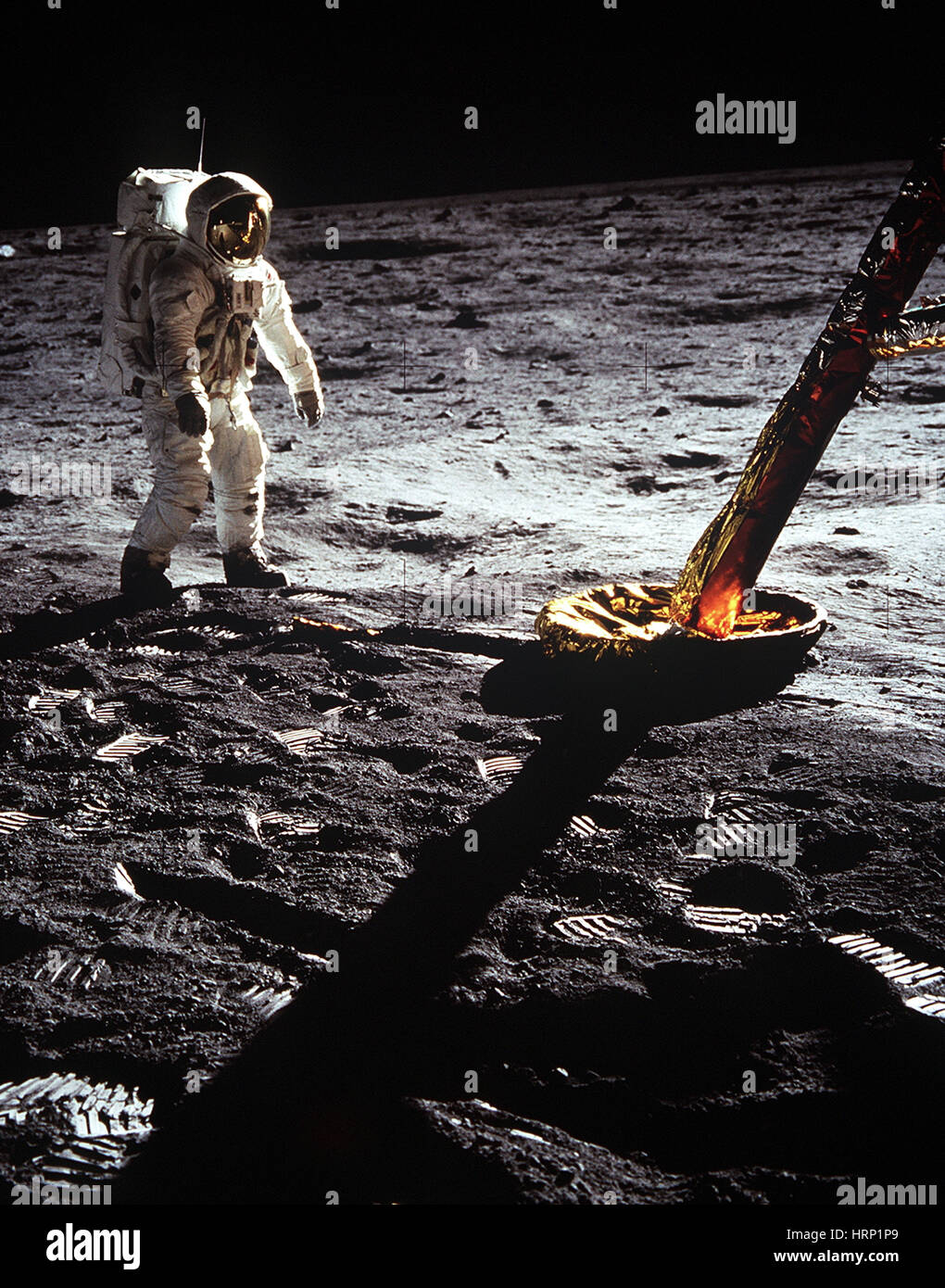 L'astronaute d'Apollo 11 Buzz Aldrin sur la Lune Banque D'Images