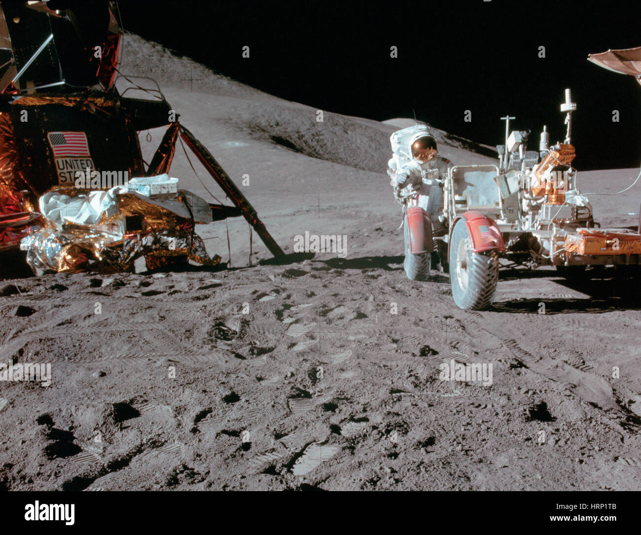 James Irwin, module lunaire Apollo 15, et le rover Banque D'Images
