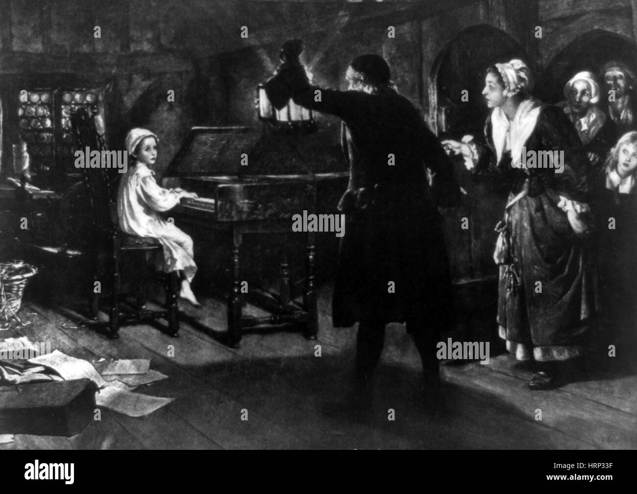 Jeune George Handel jouant le clavecin Banque D'Images