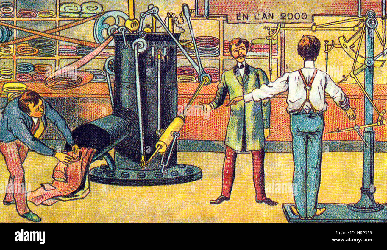 Sur mesure mécanique, années 1900 Carte postale Française Banque D'Images