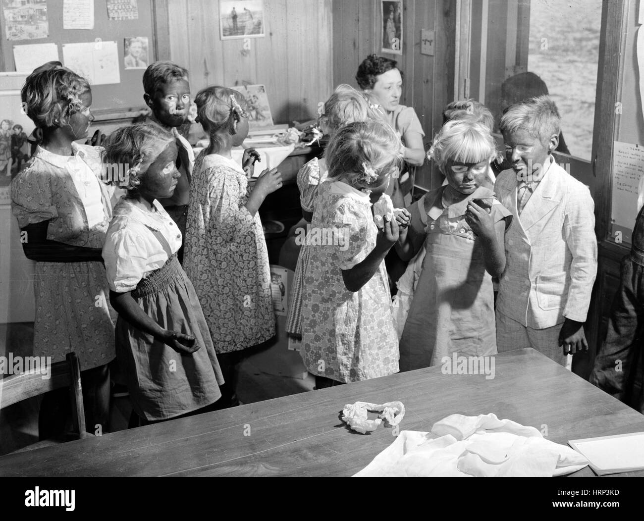 Les enfants de l'école en 1939, Blackface Banque D'Images