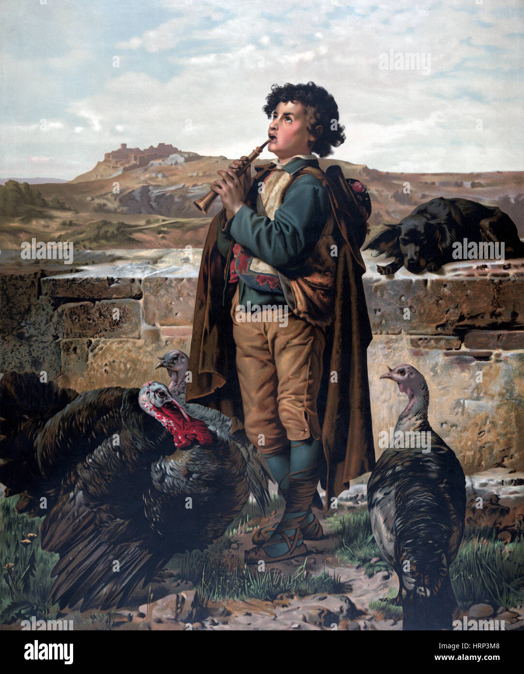 Rassembler le troupeau, Thanksgiving dindes, 1873 Banque D'Images