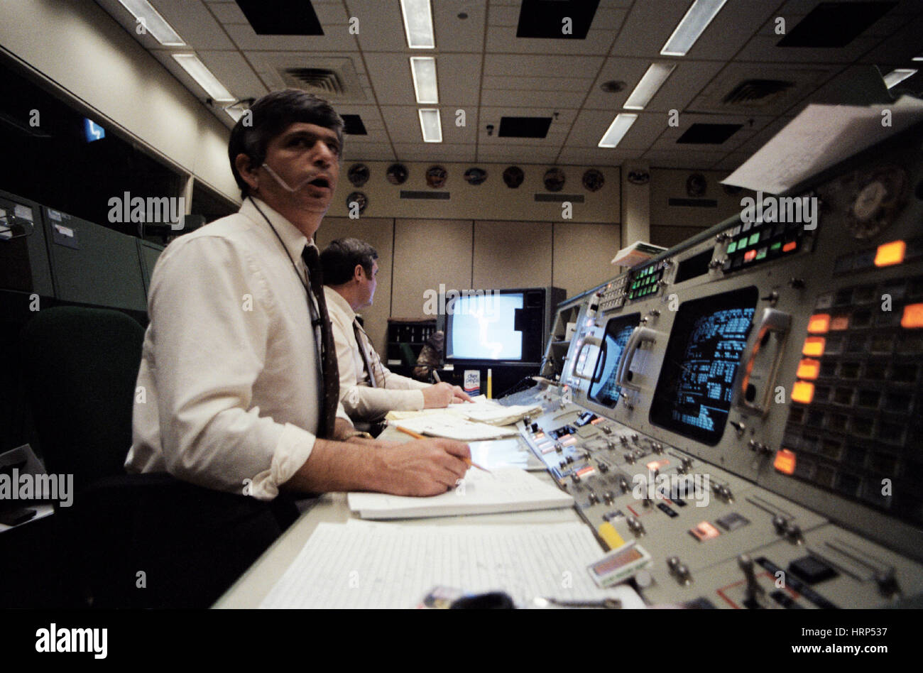 Les directeurs de vol, Mission Control Center, 1986 Banque D'Images