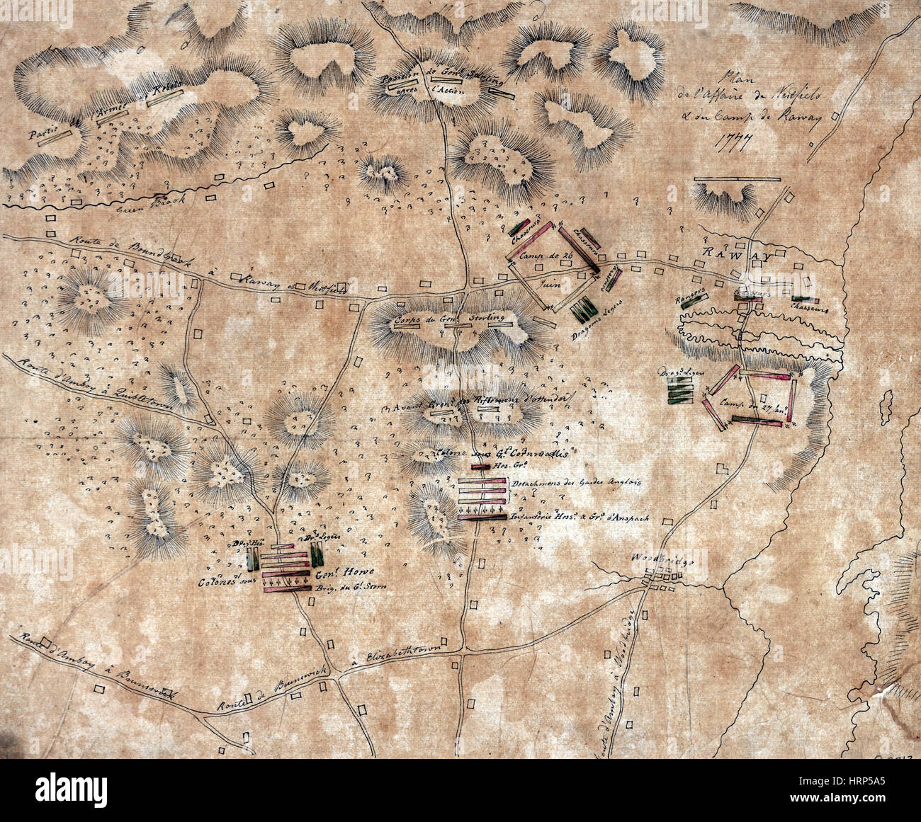 Bataille de Short Hills, positions de combat, 1777 Banque D'Images