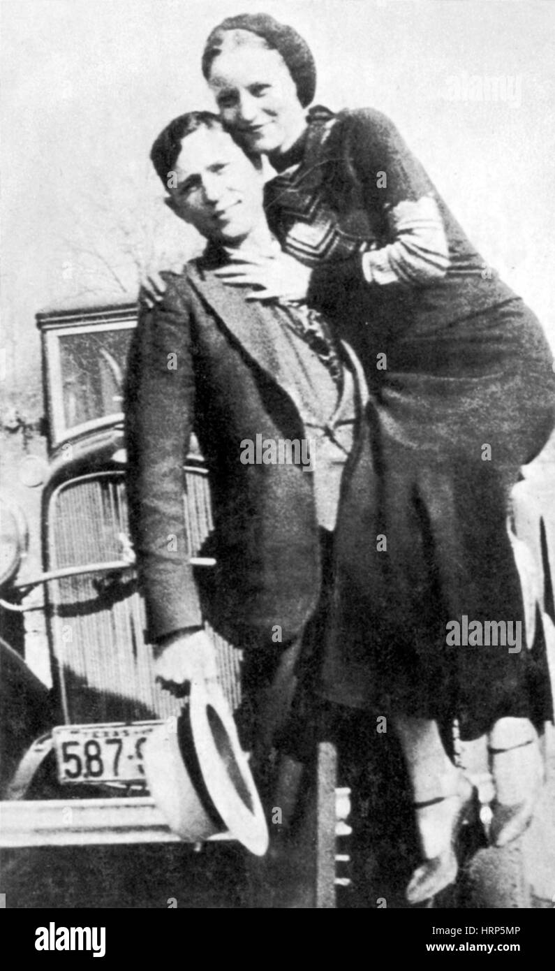 Bonnie et Clyde, criminels américains Banque D'Images