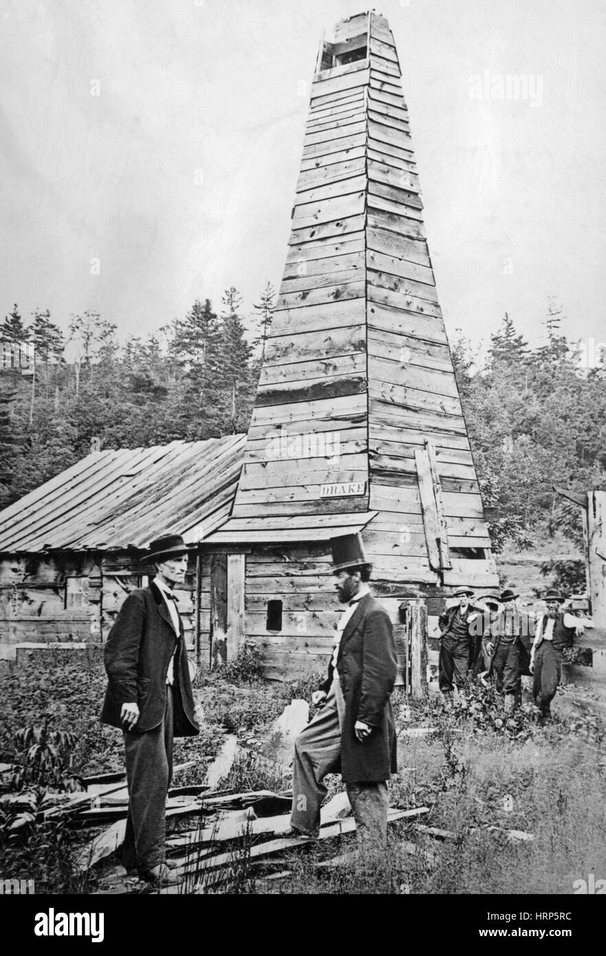 Le premier puits de pétrole aux États-Unis, 1859 Banque D'Images