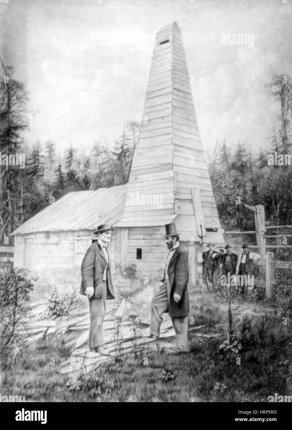 Le premier puits de pétrole aux États-Unis, 1859 Banque D'Images