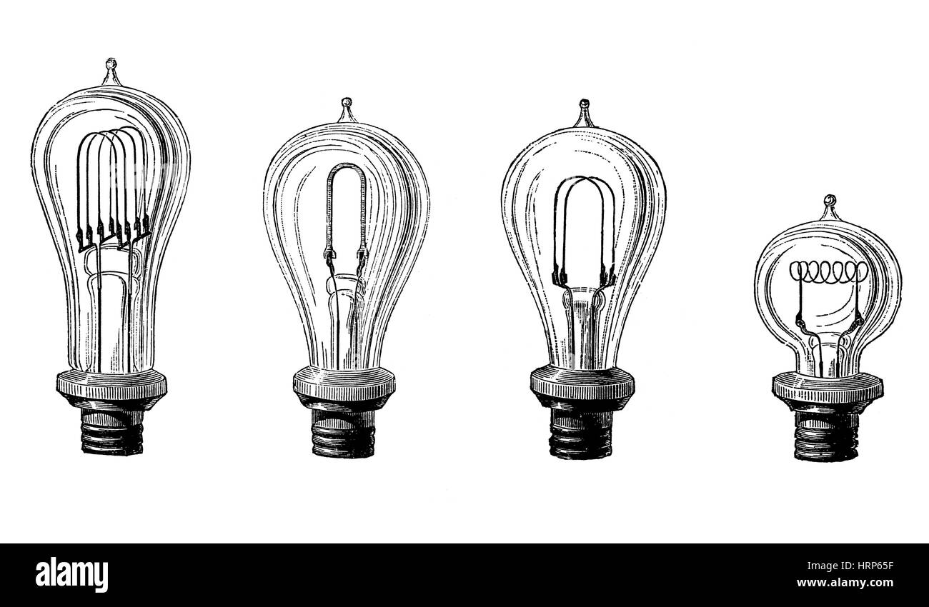 Les ampoules à filament de carbone, 19e siècle Banque D'Images